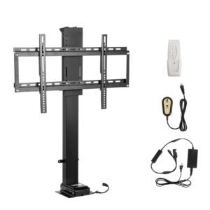 automated tv elevator, 39.4" stroke, supports 32 70" tvs, adjustable height 28.74 68.11", remote controlled, max load 154 lbs