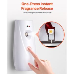 automatic air freshener spray dispenser, 4 pack, wall mounted or free standing, battery operated, multiple time settings for home, indoor, bathrooms, offices, hotels, commercial places, white