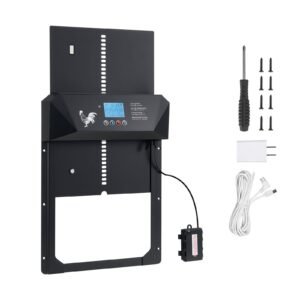 Automatic Chicken Coop Door, DC & Battery Powered Chicken Door with LCD Display, Light Sensor, Timer & Manual Setting, Anti-Pinch Security, Durable Aluminum Alloy, Chick Run Gate Opener for Farm