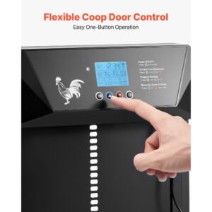 automatic chicken coop door, dc & battery powered chicken door with lcd display, light sensor, timer & manual setting, anti pinch security, durable aluminum alloy, chick run gate opener for farm