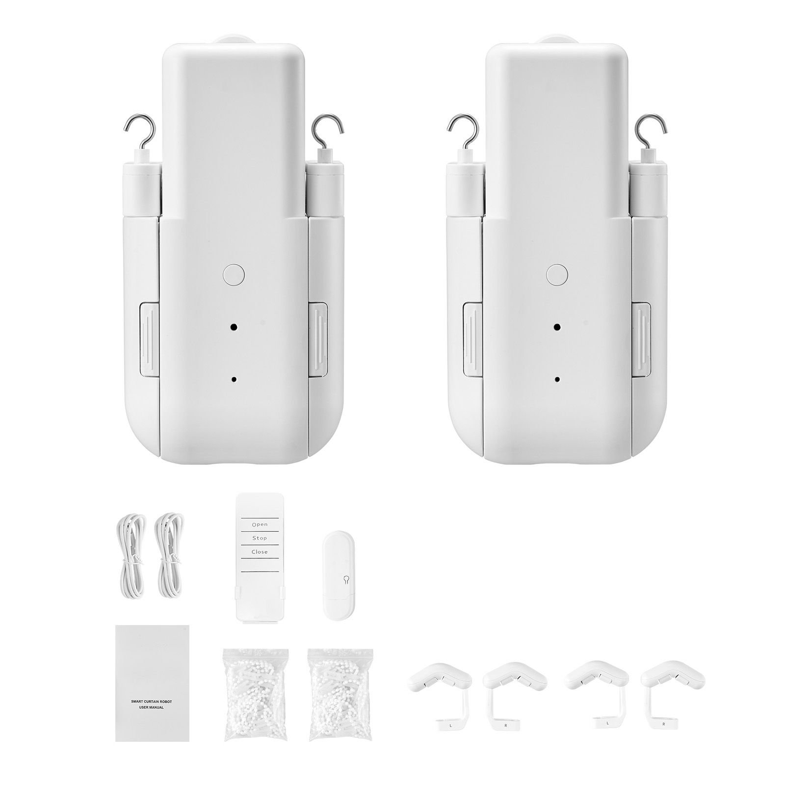 automatic curtain opener, 2 pack, app and remote control, hub included, electric smart curtain opener compatible with alexa and google home, timed opening and closing, for roman rods, u/i rails