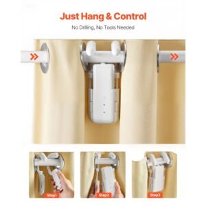 automatic curtain opener, app and remote control, hub included, electric smart curtain opener compatible with alexa and google home, timed opening and closing, silent mode, for roman rods