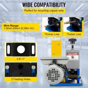 automatic electric wire stripping machine 0.05" 0.98",portable dark blue wire stripper, wire stripping machine tool for scrap copper recycling (dark blue)