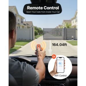 automatic gate opener, 1200w electric sliding gate opener for doors up to 65.6ft 5732lbs, chain drive rolling door motor with infrared sensor & 2 remote controls, driveway gates opening system