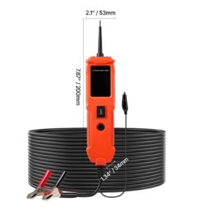 automotive circuit tester, 8 35 dcv power circuit probe tester with tft color display and lighting, automotive power tester probe with 13 ft / 4 m cable, abs shell electrical detector finder