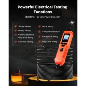 automotive circuit tester, 8 35 dcv power circuit probe tester with tft color display and lighting, automotive power tester probe with 19.7 ft / 6 m cable, 2 in 1 electrical detector finder