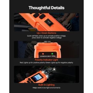 automotive circuit tester, 8 35 dcv power circuit probe tester with tft color display and lighting, automotive power tester probe with 19.7 ft / 6 m cable, 2 in 1 electrical detector finder