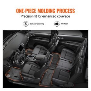 automotive floor mats, fits for dodge durango / jeep grand cherokee 2016 2024 / 2016 2021, 3 pcs front and 2nd row liners, all weather custom fit tpe vehicle floor mats, easy to clean, black
