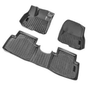 Automotive Floor Mats, Fits for Honda CR-V (Hybrid Models) 2017-2022, 3 pcs Front and 2nd Row Liners, All Weather Custom Fit TPE Vehicle Floor Mats, Easy to Clean Floor Liners for SUV, Black
