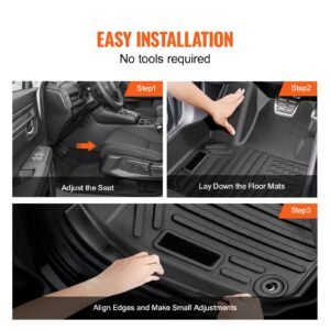 automotive floor mats, fits for honda cr v (hybrid models) 2017 2022, 3 pcs front and 2nd row liners, all weather custom fit tpe vehicle floor mats, easy to clean floor liners for suv, black