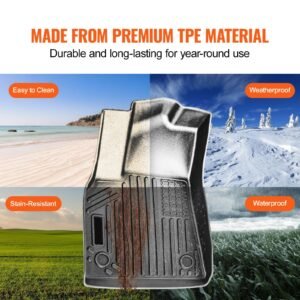 automotive floor mats, fits for tesla model y 2021 2024, 3 pcs front and 2nd row liners, all weather custom fit tpe vehicle floor mats, easy to clean and secure floor liners for suv, black