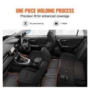 automotive floor mats, fits for toyota rav4 (not for hybrid or prime) 2019 2024, 3 pcs front and 2nd row liners, all weather custom fit tpe vehicle floor mats, easy to clean for suv, black