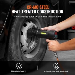 axle nut impact socket set, 3/4" drive 6 point 8 piece sae spindle nut socket set, cr mo heat treated large socket set with storage case, for auto repair, removing or installing axle nuts