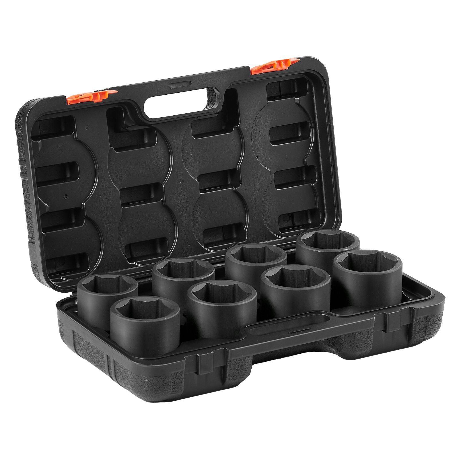 axle nut impact socket set, 3/4" drive 6 point 8 piece sae spindle nut socket set, cr mo heat treated large socket set with storage case, for auto repair, removing or installing axle nuts