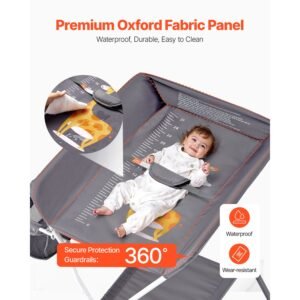 baby changing table, foldable diaper change station with side basket, adjustable height portable changing table with lockable wheels, multi functional storage organizer nursery, dark gray