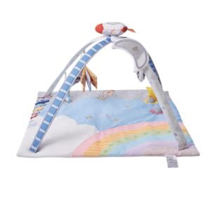 Baby Play Gym Mat, Tummy Time Mat with 6 Sensory Toys, Baby Activity Mat with Light-up Musical Rocket Toy for 0-18 Month Newborn Infant, Baby Essential Gift for Sensory & Motor Skill Development