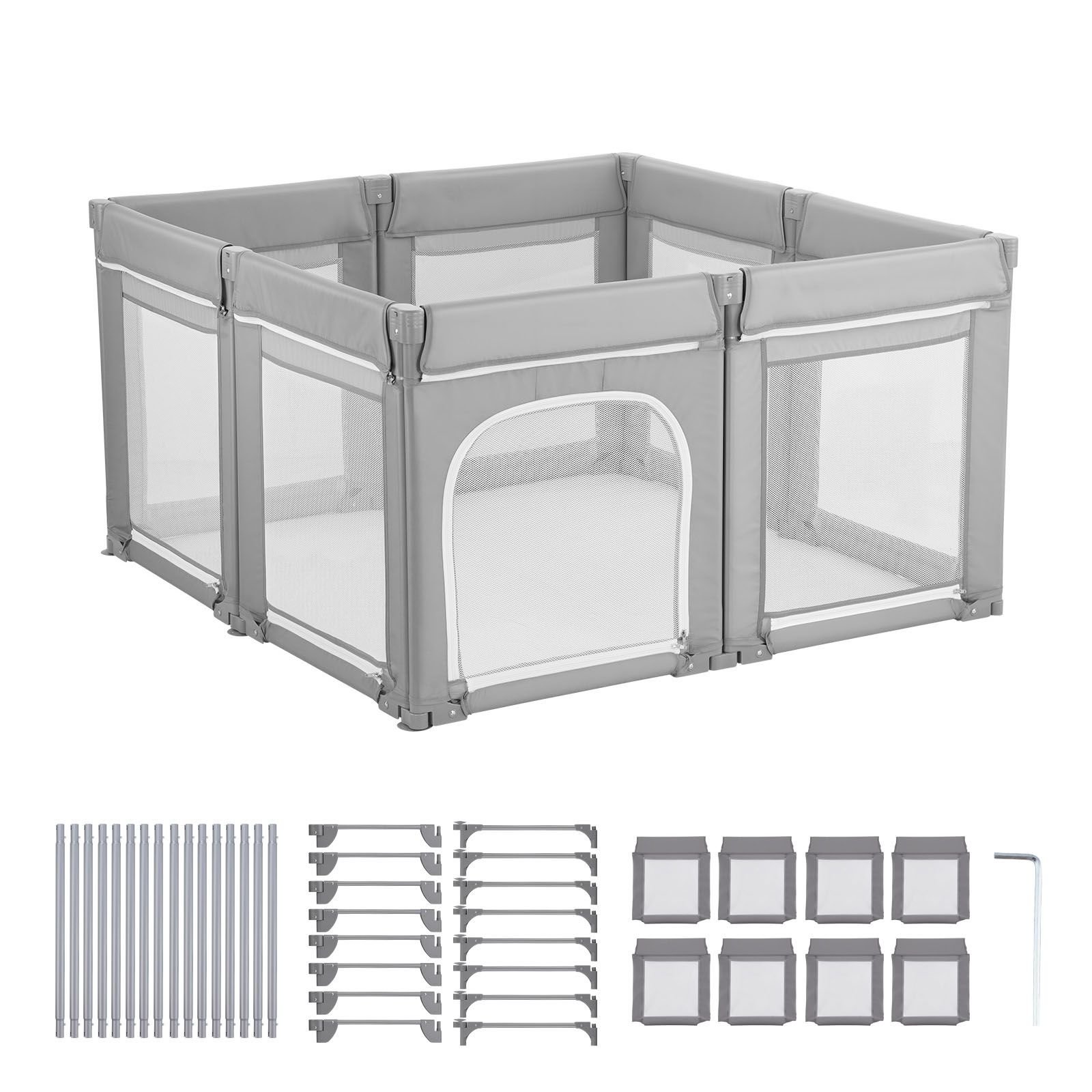 baby playpen, 78.7″ x 70.1″ extra large toddlers playpen, foldable baby fence play yard with zippered door & soft breathable mesh, indoor outdoor safety activity center great gift for toddlers