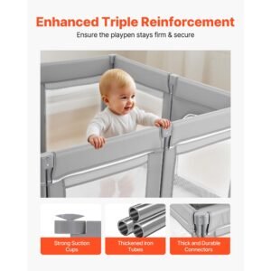 baby playpen, 78.7″ x 70.1″ extra large toddlers playpen, foldable baby fence play yard with zippered door & soft breathable mesh, indoor outdoor safety activity center great gift for toddlers