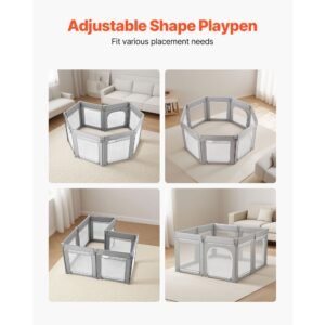 baby playpen, 78.7″ x 70.1″ extra large toddlers playpen, foldable baby fence play yard with zippered door & soft breathable mesh, indoor outdoor safety activity center great gift for toddlers