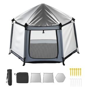 Baby Playpen, Pop Up Toddler Playpen with Canopy, Indoor & Outdoor Portable Play Yard for Babies Toddlers with UPF 50+ Sunshades & Travel Bag for Home Park Beach, Foldable and Lightweight