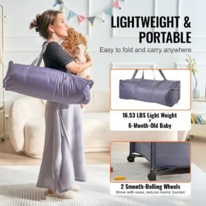baby playpen travel crib, quick folding playpen for baby & toddler, portable baby fence play yard with wheels, breathable mesh & travel bag, indoor/outdoor kids activity center for 0 36 months