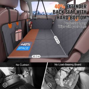 back seat extender, dog car seat cover for back seat bed with mesh window and storage pocket, supports 400lbs dog hammock for car dog car bed 57.4"x30.3" for truck