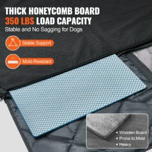 back seat extender for dogs,dog hammock for car back seat, dog car seat cover with hard bottom dog car seat bed 53"x24.8" ,supports 350lb with mesh window and storage pocket for car, suv,truck