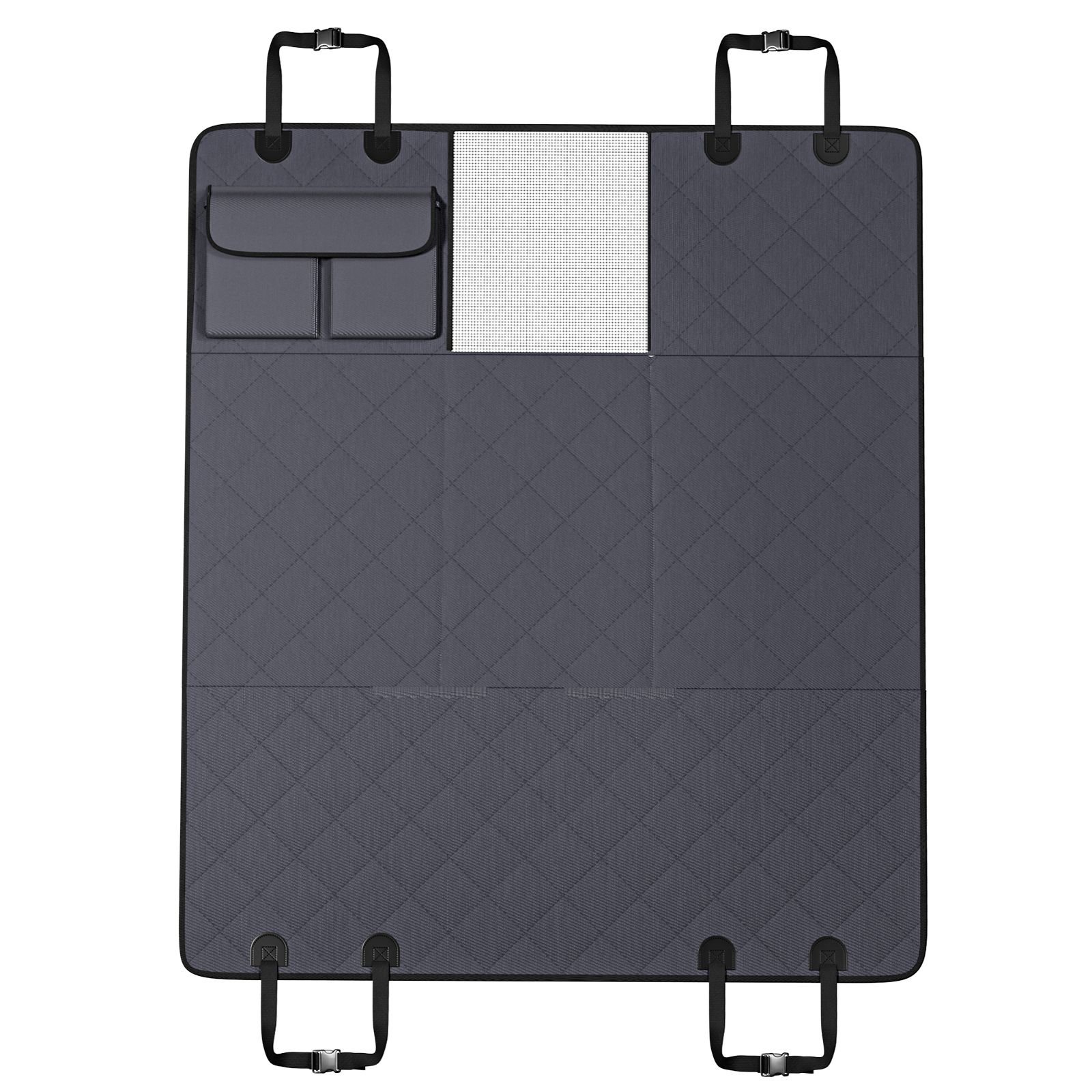 back seat extender for dogs,dog hammock for car back seat,waterproof hard bottom dog car seat cover for back seat 54"x24",supports 400lbs with mesh window and storage pocket for car, suv