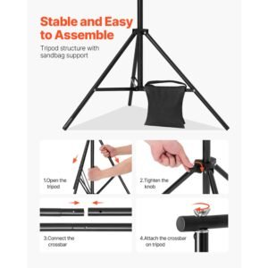 backdrop stand, 10 x 10 ft adjustable photo backdrop stand kit, portable background backdrop stand with 4 crossbars, heavy duty projector screen stand, for wedding, photo video studio & party