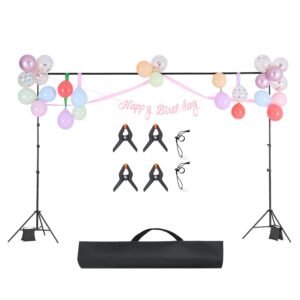 Backdrop Stand, 10 x 10 ft Adjustable Photo Backdrop Stand Kit, Portable Background Backdrop Stand with 4 Crossbars, Heavy Duty Projector Screen Stand, for Wedding, Photo Video Studio & Party