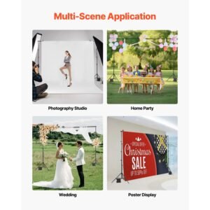 backdrop stand, 10 x 10 ft adjustable photo backdrop stand kit, portable background backdrop stand with 4 crossbars, heavy duty projector screen stand, for wedding, photo video studio & party
