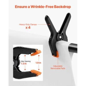 backdrop stand, 10 x 10 ft adjustable photo backdrop stand kit, portable background backdrop stand with 4 crossbars, heavy duty projector screen stand, for wedding, photo video studio & party