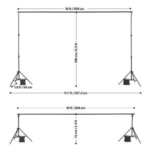 backdrop stand, 6.5 x 10 ft adjustable photo backdrop stand kit, portable background backdrop stand with 5 crossbars, heavy duty projector screen stand, for wedding, photo video studio & party