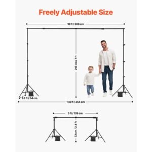 backdrop stand, 7 x 10 ft adjustable photo backdrop stand kit, portable background backdrop stand with 3 crossbars, heavy duty projector screen stand, for wedding, photo video studio & party
