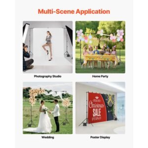 backdrop stand, 7 x 10 ft adjustable photo backdrop stand kit, portable background backdrop stand with 3 crossbars, heavy duty projector screen stand, for wedding, photo video studio & party