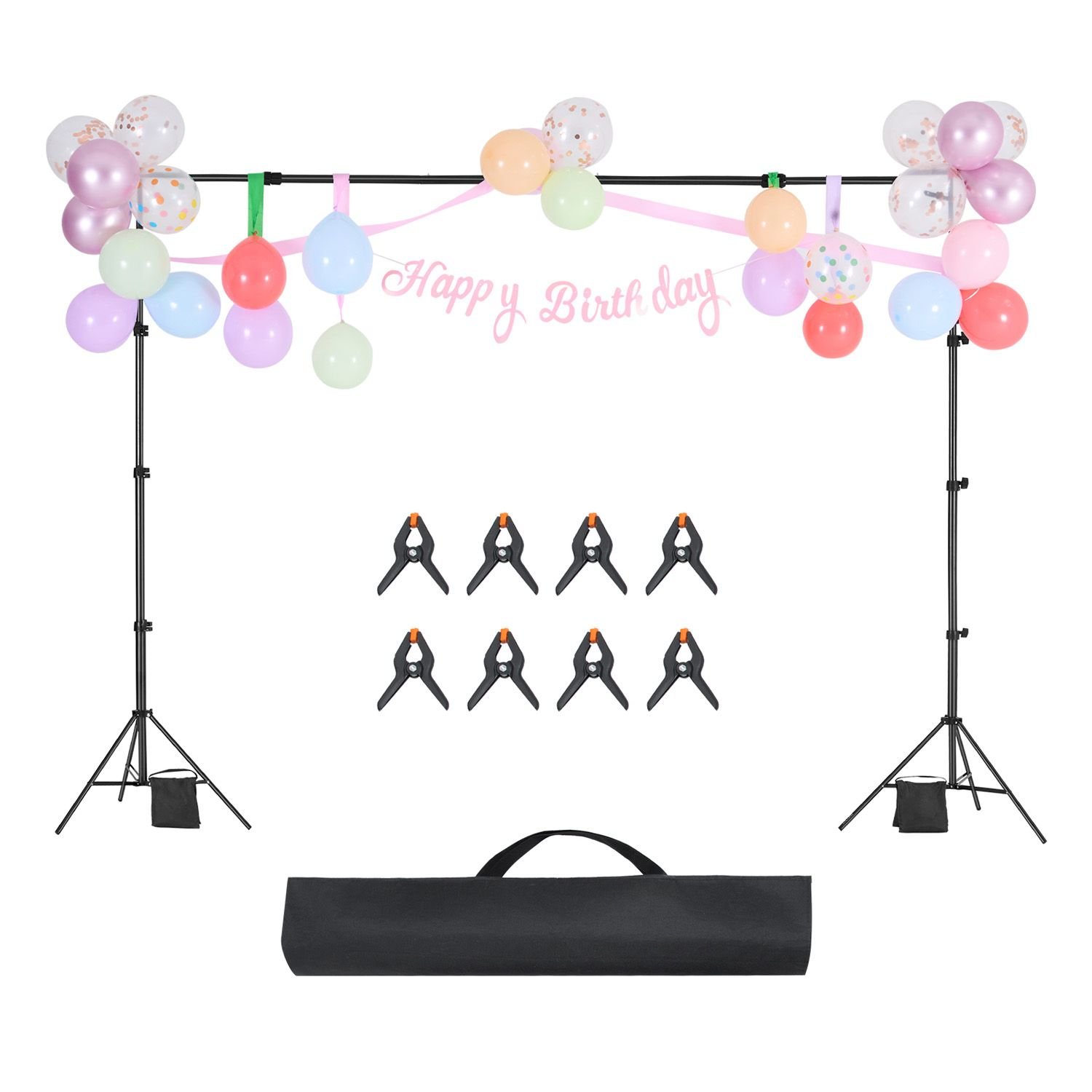 backdrop stand, 7 x 10 ft adjustable photo backdrop stand kit, portable background backdrop stand with 3 crossbars, heavy duty projector screen stand, for wedding, photo video studio & party