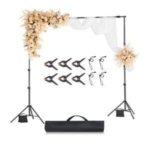 backdrop stand, 8.5 x 10 ft adjustable photo backdrop stand kit, portable background backdrop stand with 2 tripods, heavy duty projector screen stand, for wedding, photo video studio & party