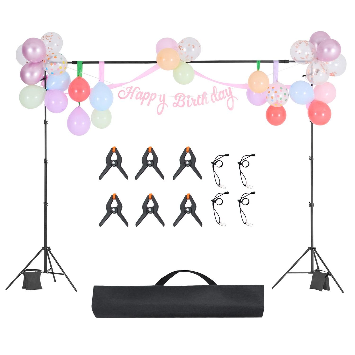 backdrop stand, 8.5 x 10 ft adjustable photo backdrop stand kit, portable background backdrop stand with 2 tripods, heavy duty projector screen stand, for wedding, photo video studio & party