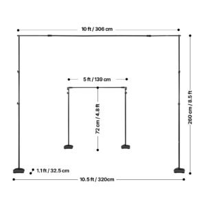 backdrop stand, 8.5 x 10 ft adjustable photo backdrop stand kit, portable background backdrop stand with 7 crossbars, heavy duty projector screen stand, for wedding, photo video studio & party