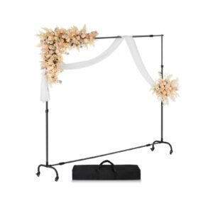 backdrop stand with wheels, 7 x 10 ft adjustable photo backdrop stand kit, moveable background backdrop stand, heavy duty projector screen stand, for wedding, photo studio & party