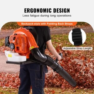 backpack leaf blower, 79cc 2 cycle gas leaf blower with 3l fuel tank, 930cfm air volume 184mph speed, ideal for lawn care, leaf cleaning, and snow removal