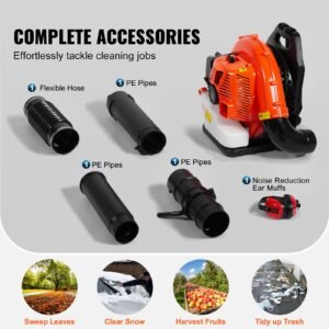 backpack leaf blower, 79cc 2 cycle gas leaf blower with 3l fuel tank, 930cfm air volume 184mph speed, ideal for lawn care, leaf cleaning, and snow removal