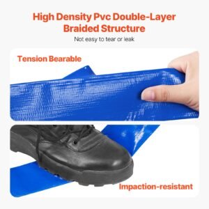 backwash hose, 2 in x 100 ft, blue high quality pvc hose, with clamps, camlock, aluminum fittings, fit various pumps, for sewage treatment, water transportation and more agricultural purposes