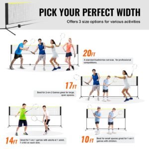 badminton net, height adjustable volleyball net, 10ft wide foldable pickleball net, portable easy setup tennis net set with poles, stand and carry bag, for kids backyard game indoor outdoor use