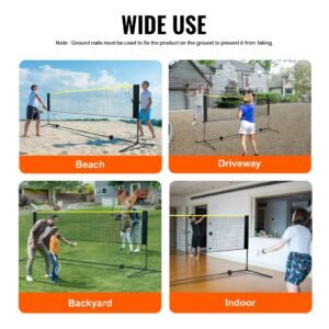 badminton net, height adjustable volleyball net, 10ft wide foldable pickleball net, portable easy setup tennis net set with poles, stand and carry bag, for kids backyard game indoor outdoor use