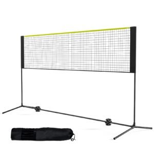 badminton net, height adjustable volleyball net, 10ft wide foldable pickleball net, portable easy setup tennis net set with poles, stand and carry bag, for kids backyard game indoor outdoor use