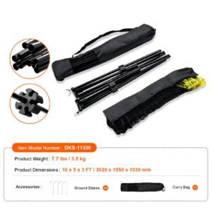 badminton net, height adjustable volleyball net, 10ft wide foldable pickleball net, portable easy setup tennis net set with poles, stand and carry bag, for kids backyard game indoor outdoor use