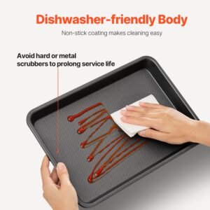 baking pans set, 3 piece, nonstick carbon steel cookware sheets & trays, stackable kitchen oven bakeware cooking sets with silicone handles, easy to clean, for baking cookie cake muffin bread