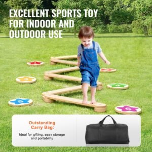 balance beam stepping stones, 6 pcs wooden toddler balance boards, montessori toy for kids 2 6, build coordination and gross motor skills, gymnastics course indoor & outdoor for girls boys gift