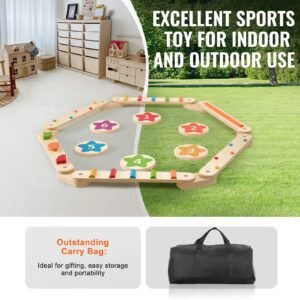 balance beam stepping stones, 6 pcs wooden toddler balance boards, montessori toy for kids 2 6, build coordination and gross motor skills gymnastics obstacle course indoor outdoor for girls boys